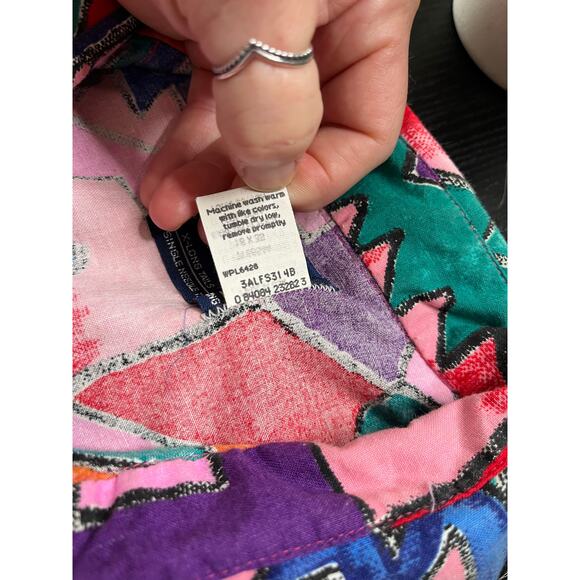 Vintage 90s Wrangler Cowboy Cut Vibrant Aztec Print Button Down Shirt - Picture 5 of 6